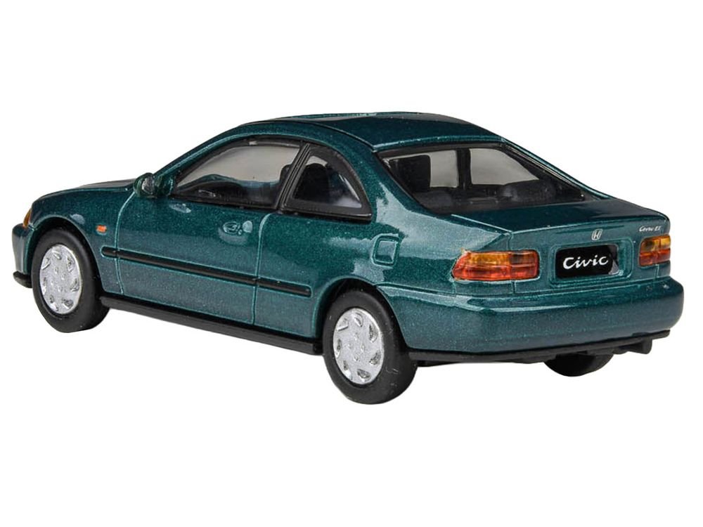 1995 Honda Civic Coupe EJ1 Paradise Blue Green Metallic with Sunroof 1/64 Diecast Model Car by Paragon Models view 4