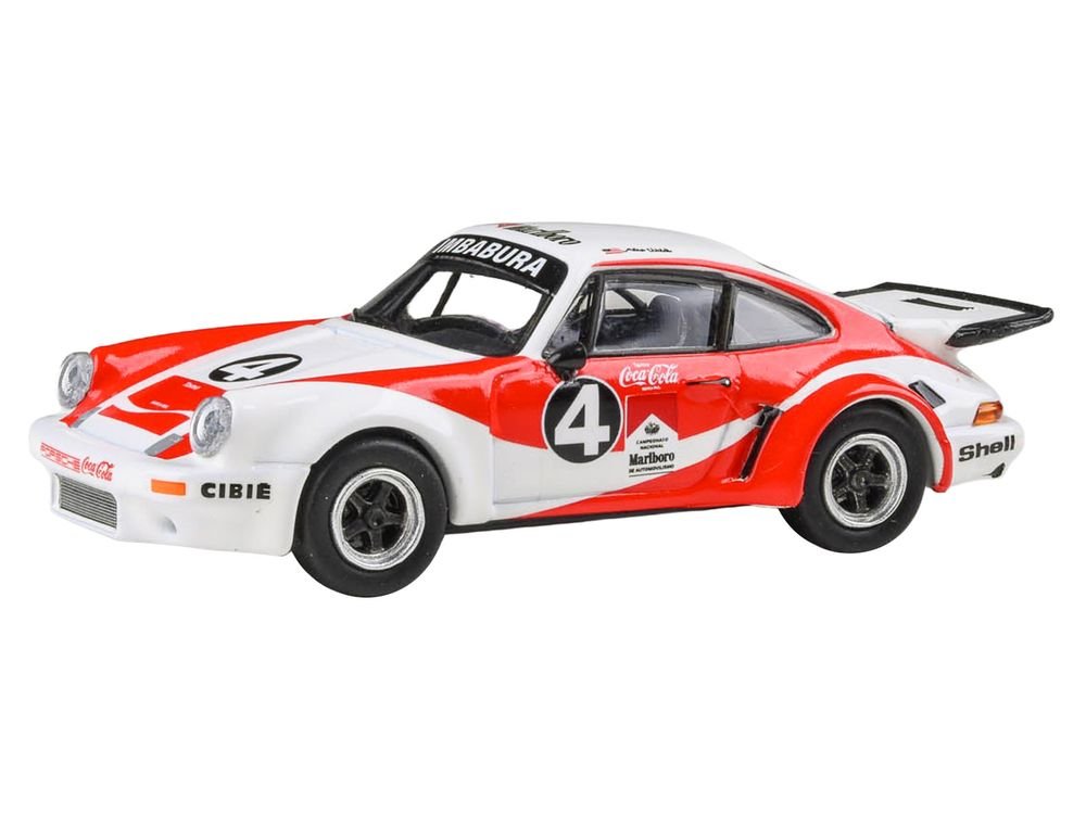 1976 Porsche 911 Carrera RSR 3.0 Ecuador #4 "Fernando Madera" White and Red with Graphics 1/64 Diecast Model Car by Paragon Models view 2