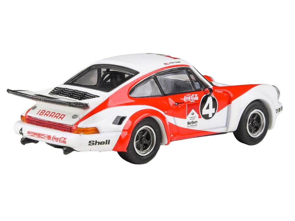1976 Porsche 911 Carrera RSR 3.0 Ecuador #4 "Fernando Madera" White and Red with Graphics 1/64 Diecast Model Car by Paragon Models view 4