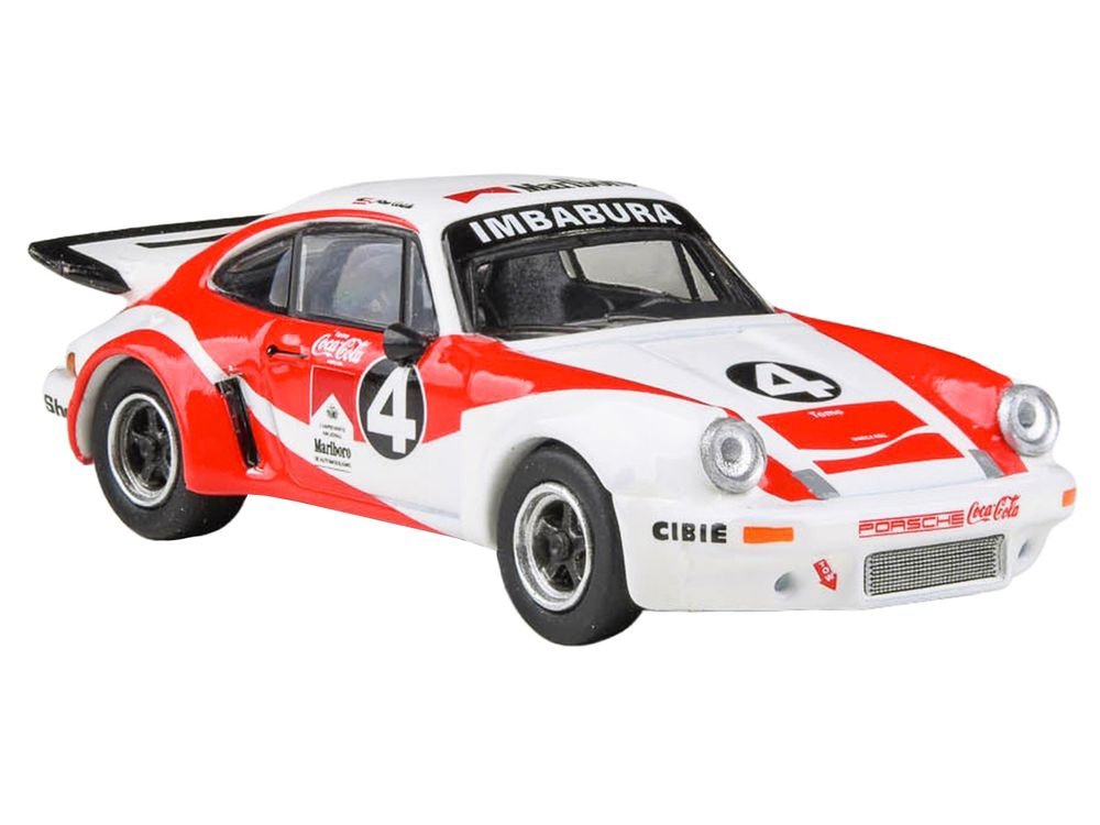 1976 Porsche 911 Carrera RSR 3.0 Ecuador #4 "Fernando Madera" White and Red with Graphics 1/64 Diecast Model Car by Paragon Models view 5