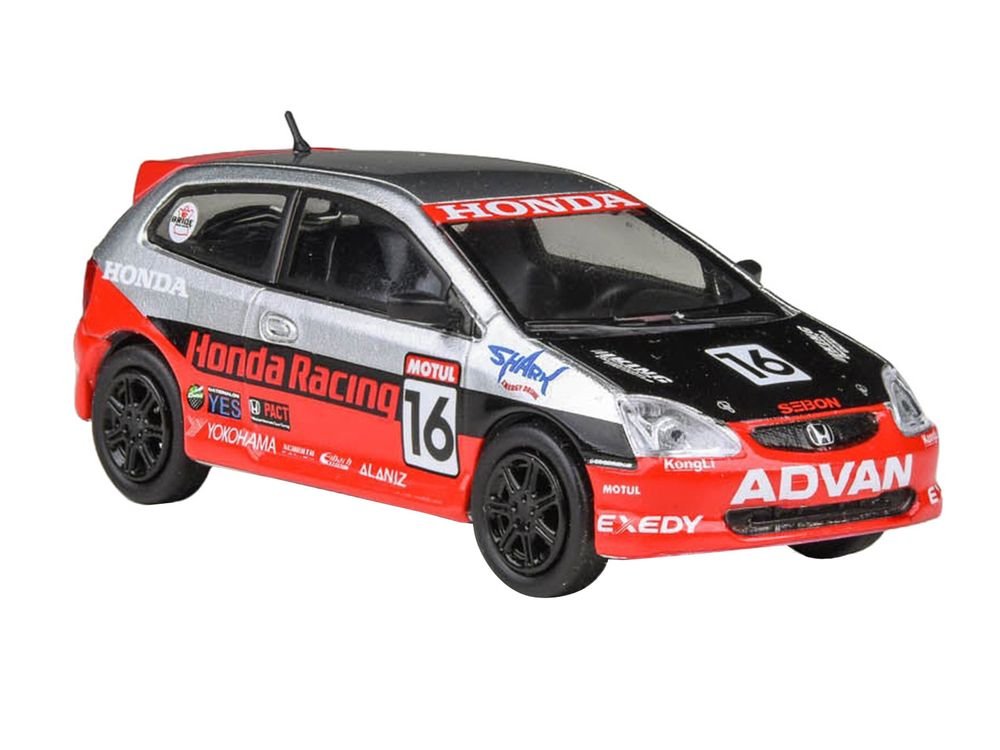 2005 Honda Civic #16 "SEMA RealTime Racing" Silver Metallic and Red with Black Graphics 1/64 Diecast Model Car by Paragon Models view 5