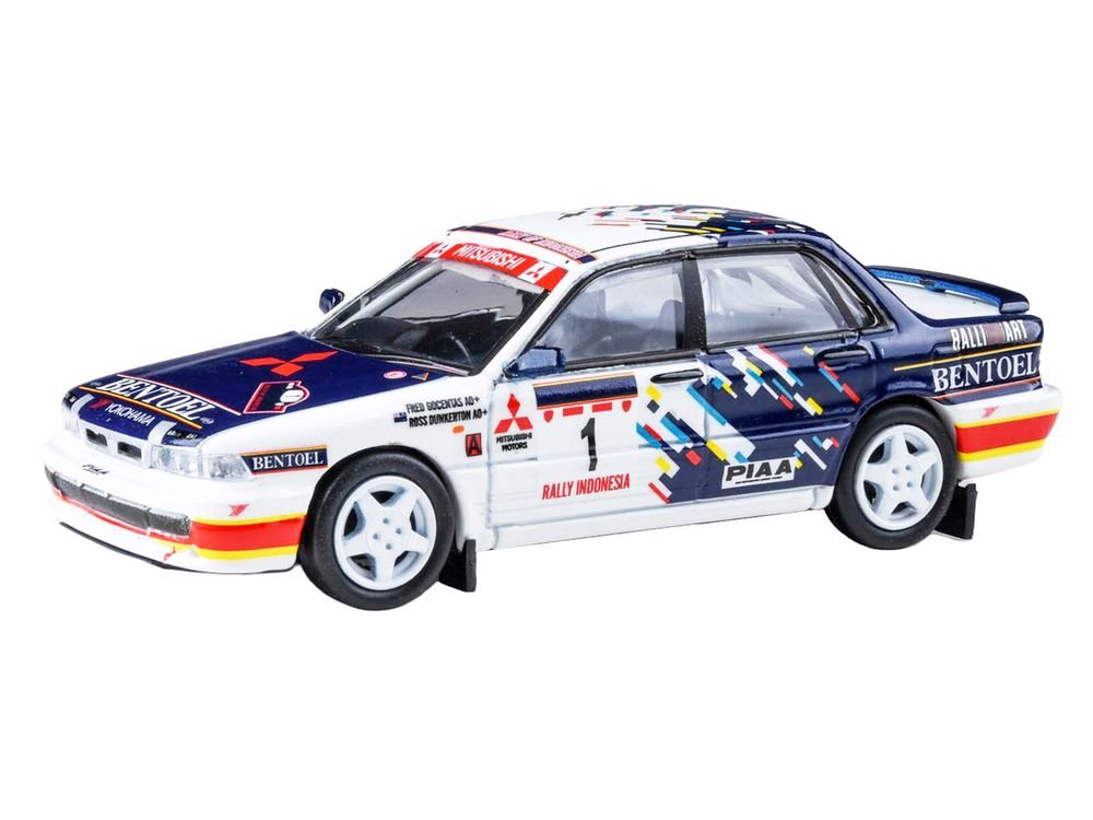 Mitsubishi Galant VR-4 RHD (Right Hand Drive) #1 Ross Dunkerton - Fred Gocentas "Rally Indonesia" (1993) 1/64 Diecast Model Car by Paragon Models view 2