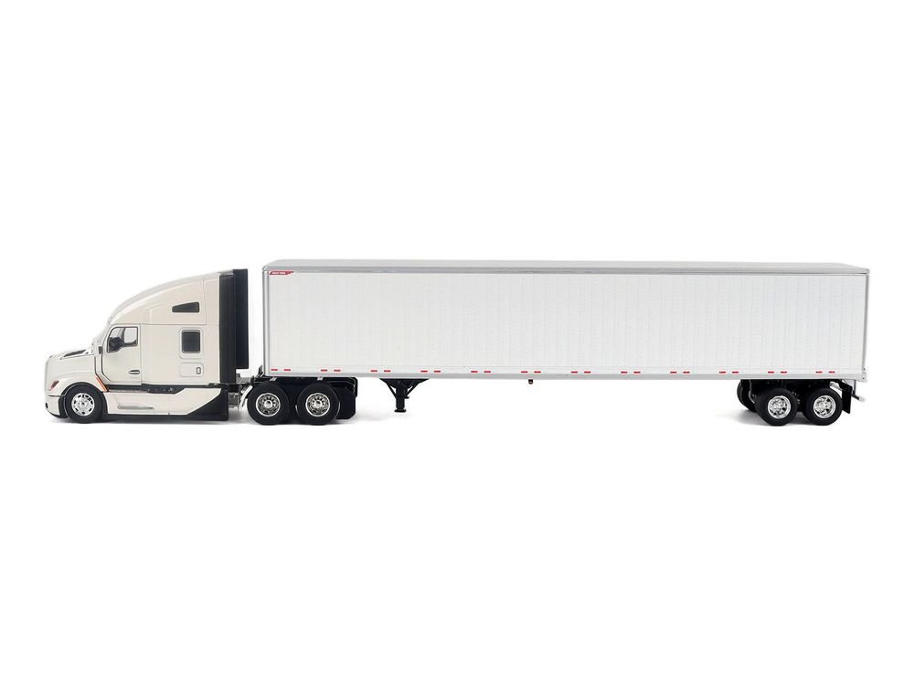Kenworth T680 Next-Gen 76" High-Roof Sleeper Tandem Tractor White with Great Dane Champion 53ft Dry Cargo Trailer "Transport Series" 1/50 Diecast Model by Diecast Masters view 2