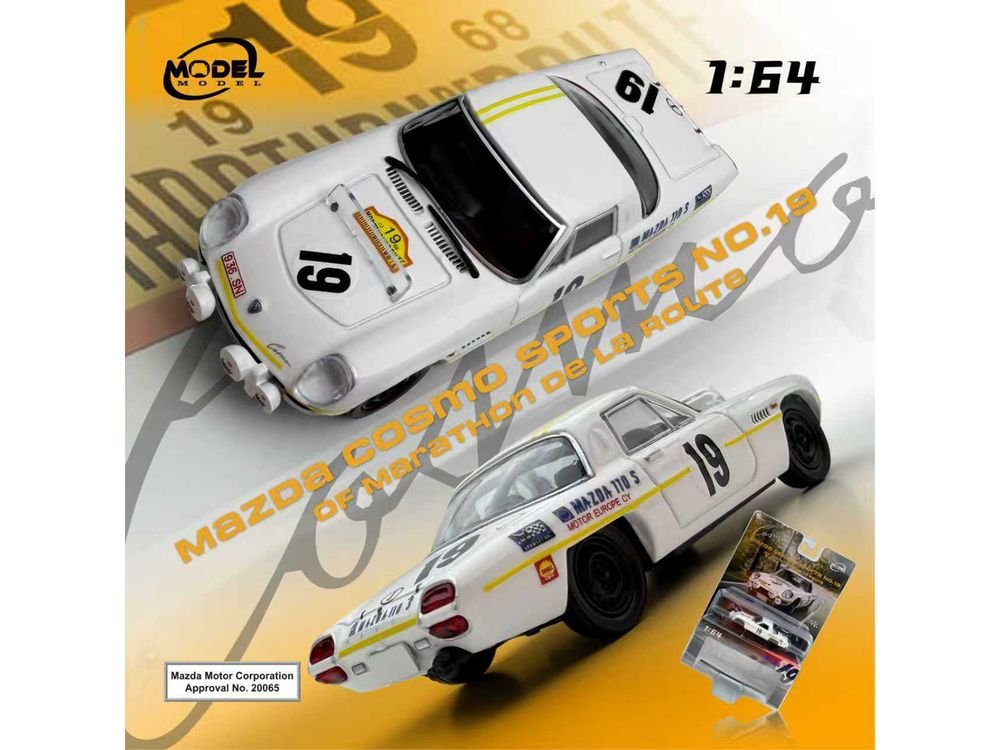 Mazda 110 S Cosmo Sports RHD (Right Hand Drive) #19 "Marathon de la Route" (1968) 1/64 Diecast Model Car by Model Model view 5