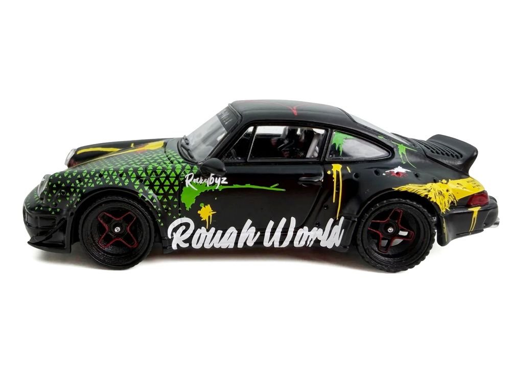 RWB 964 "Kimera-Rough World" Black with Graphics 1/64 Diecast Model Car by Model Model view 2
