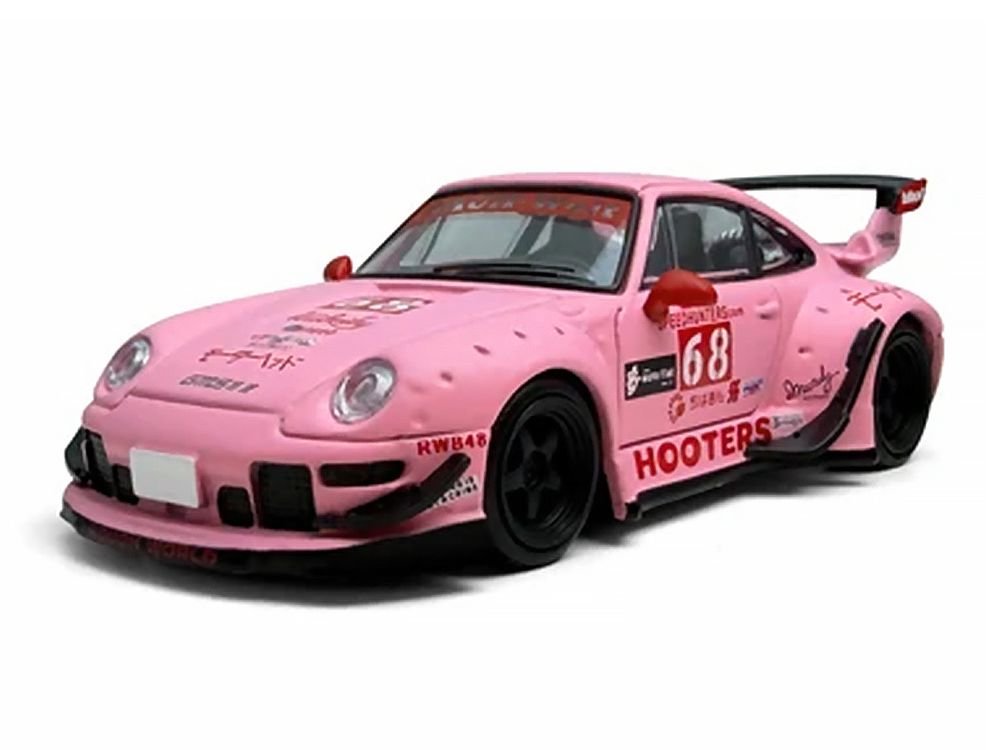 RWB 993 #68 "Hooters" Matt Pink 1/64 Diecast Model Car by Model Model view 2
