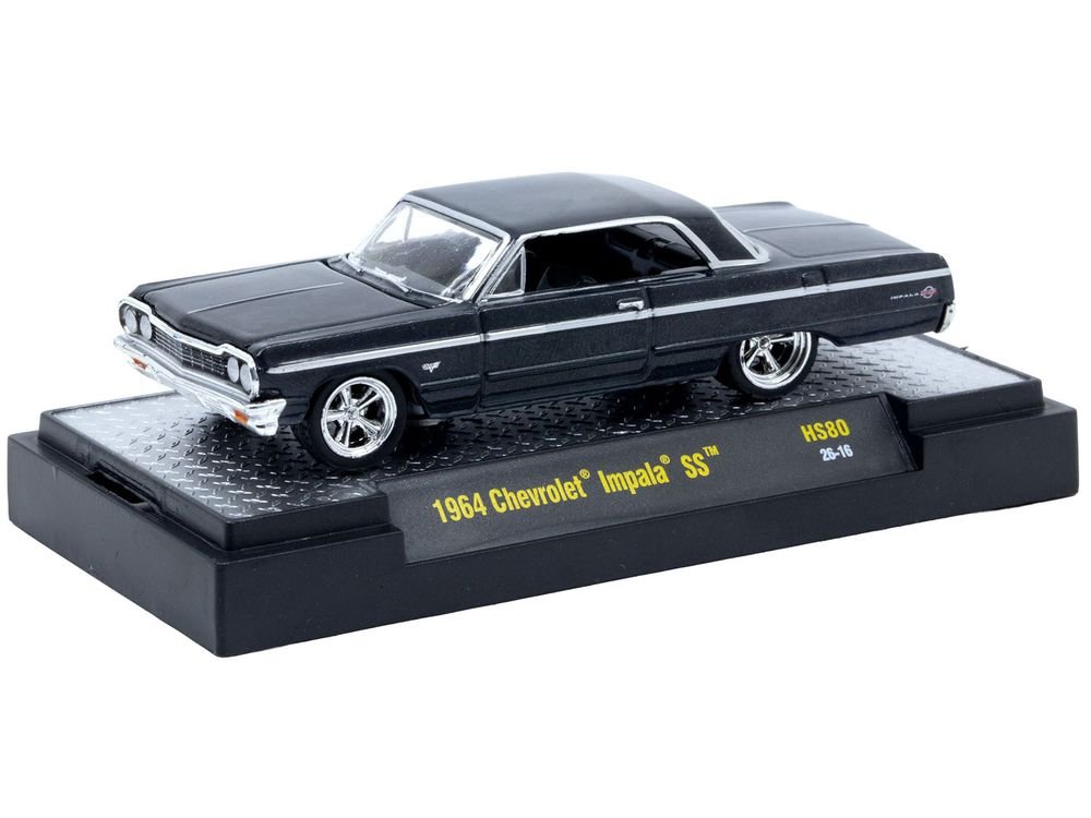 1964 Chevrolet Impala SS Black Metallic Limited Edition to 14102 pieces Worldwide 1/64 Diecast Model Car by M2 Machines view 2