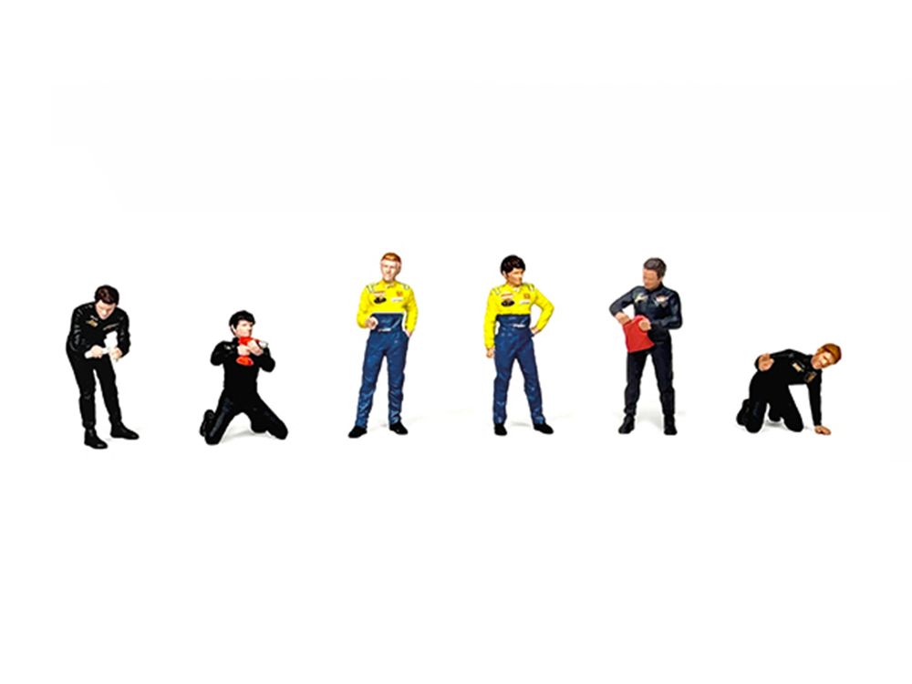 "Race Crew #2" 6 piece Diecast Figure Set (6 Figures) Limited Edition for 1/64 Scale Models by American Diorama view 2