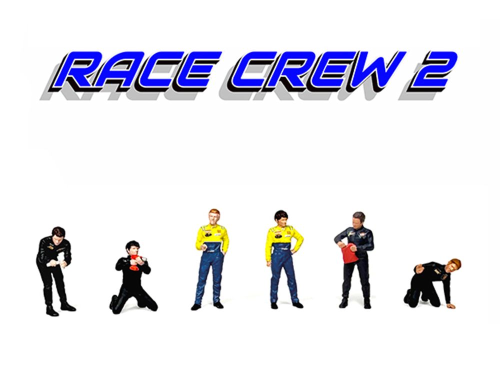 "Race Crew #2" 6 piece Diecast Figure Set (6 Figures) Limited Edition for 1/64 Scale Models by American Diorama view 3
