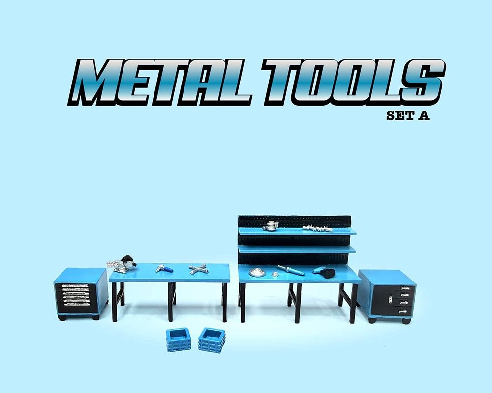 "Metal Tools" Set A Blue of 14 Pieces Limited Edition for 1/64 Scale Models by American Diorama view 4