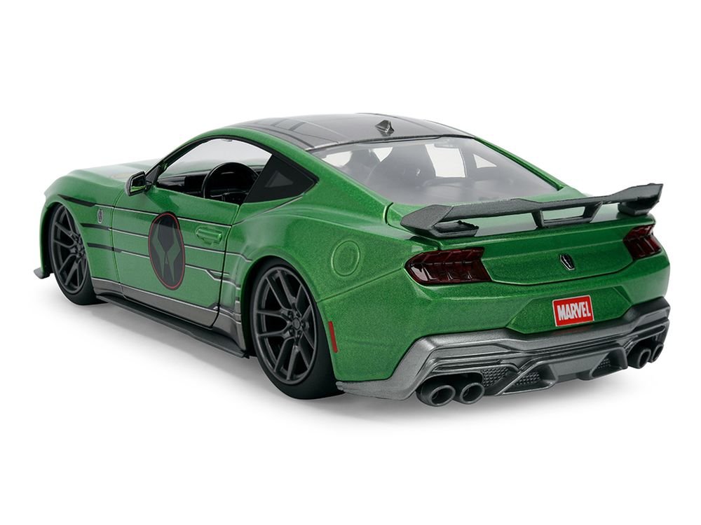 2024 Ford Mustang Dark Horse Green Metallic with Gray Top and Graphic with Doctor Doom Diecast Figure "Marvel's Doctor Doom" Character "Hollywood Rides" Series 1/24 Diecast Model Car by Jada view 5