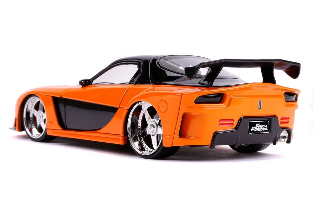 Han's Mazda RX-7 RHD (Right Hand Drive) Orange and Black "The Fast and the Furious: Tokyo Drift" (2006) Movie "25 Years of Fast & Furious" Series 1/24 Diecast Model Car by Jada view 5