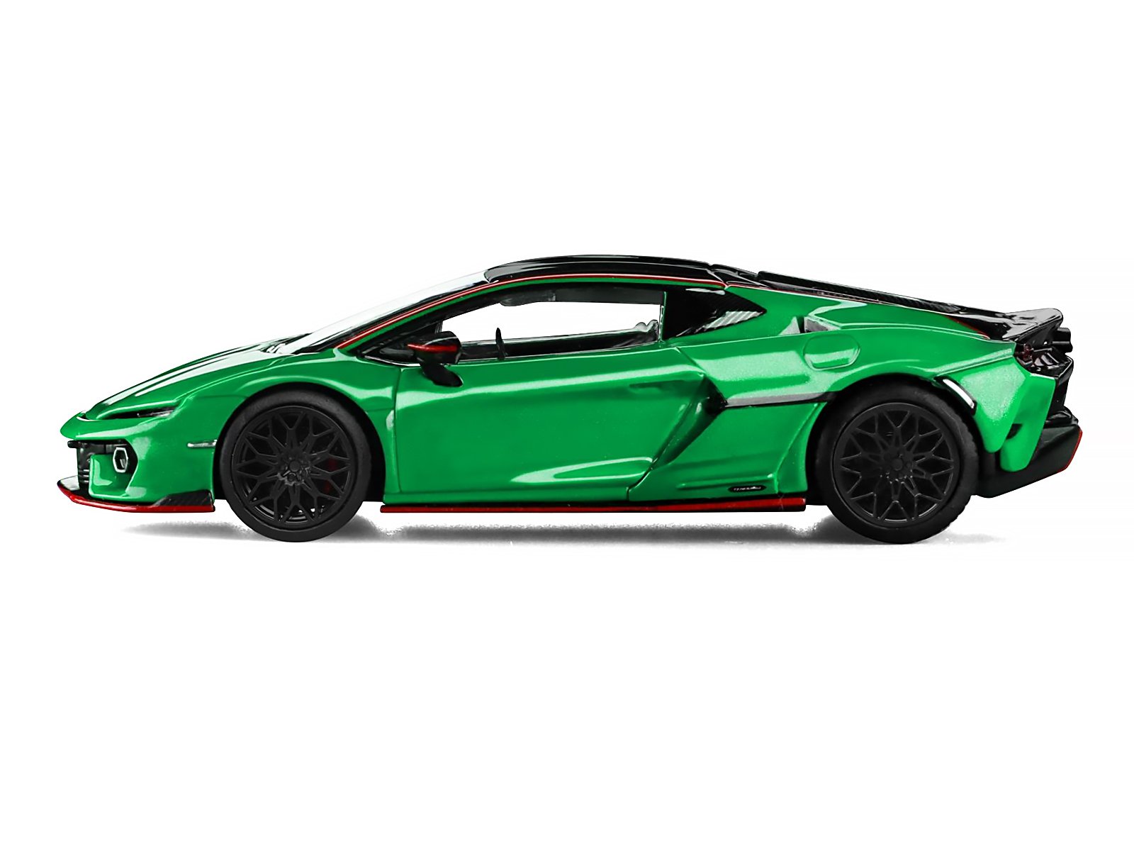 Lamborghini Temerario Green with Black Topdie 1/64 Diecast Model Car by Trends Hobby view 3