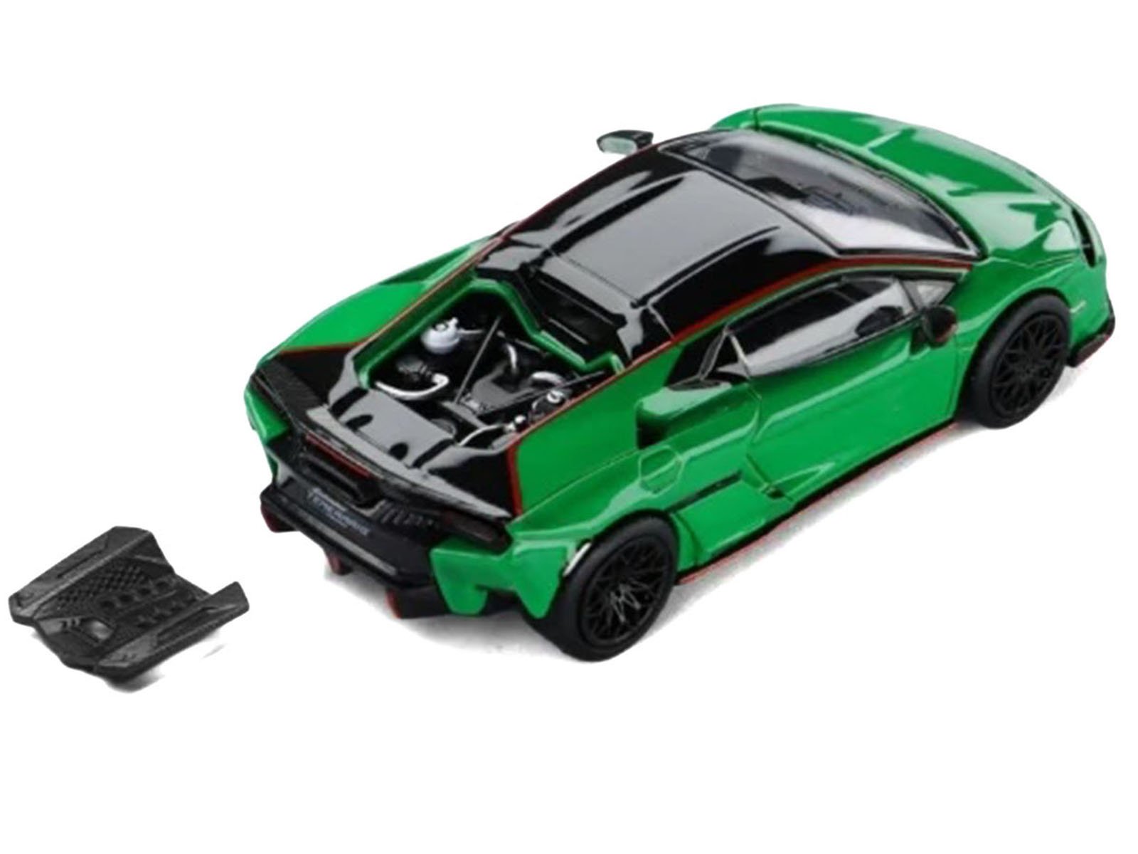 Lamborghini Temerario Green with Black Topdie 1/64 Diecast Model Car by Trends Hobby view 4