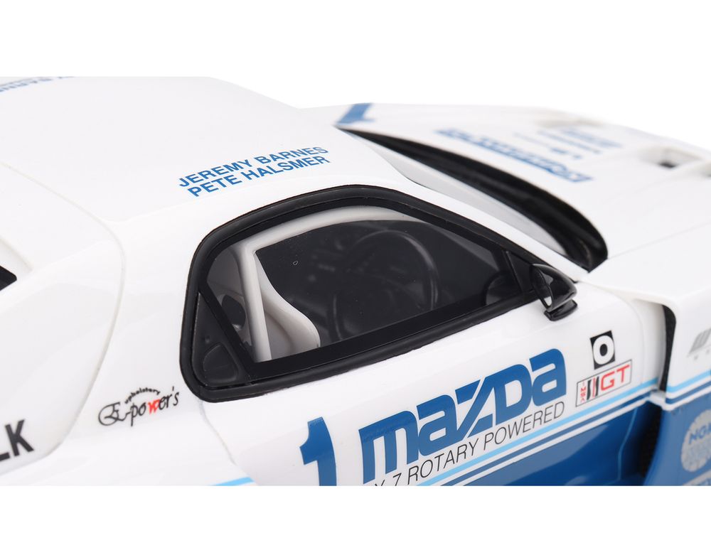 Mazda RX-7 LB-Super Silhouette RHD (Right Hand Drive) #1 Jeremy Barnes - Pete Halsmer "IMSA" White and Blue 1/18 Model Car by Top Speed view 2