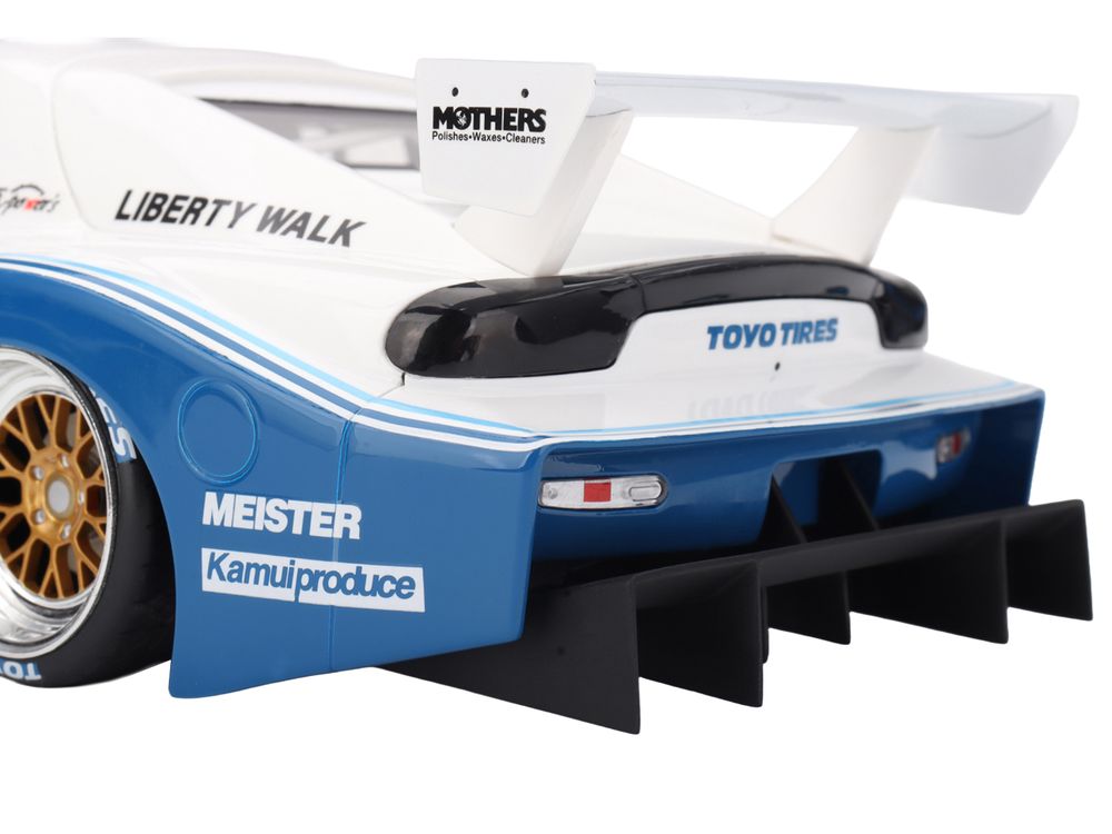 Mazda RX-7 LB-Super Silhouette RHD (Right Hand Drive) #1 Jeremy Barnes - Pete Halsmer "IMSA" White and Blue 1/18 Model Car by Top Speed view 4