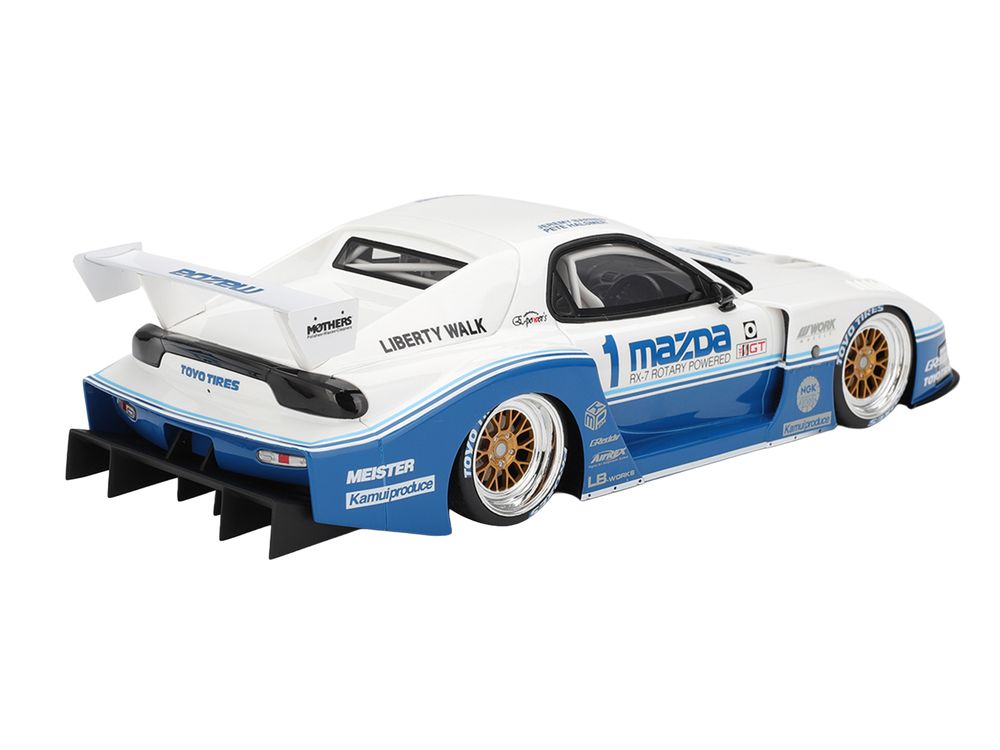 Mazda RX-7 LB-Super Silhouette RHD (Right Hand Drive) #1 Jeremy Barnes - Pete Halsmer "IMSA" White and Blue 1/18 Model Car by Top Speed view 5