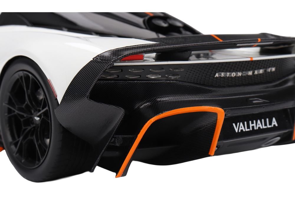 Aston Martin Valhalla Lunar White with Black Top and Orange Accents 1/18 Model Car by Top Speed view 4