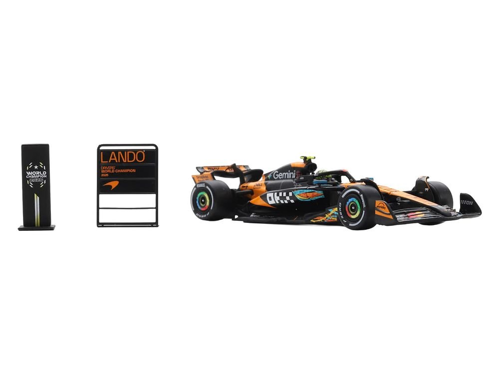 McLaren MCL39 #4 Lando Norris 3rd Place Formula One F1 "Abu Dhabi GP GP" (2025) "Drivers' World Champion 2025" with Pit Board 1/64 Model Car by Spark view 5