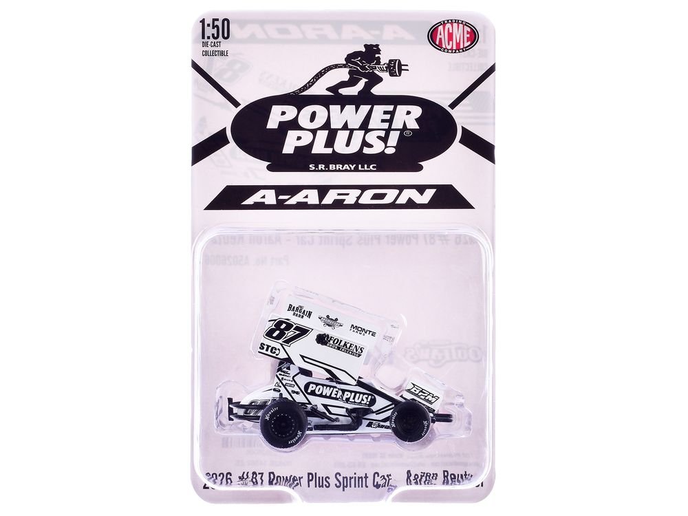 Winged Sprint Car #87 Aaron Reutzel "Power Plus" White (2026) 1/50 Diecast Model Car by ACME