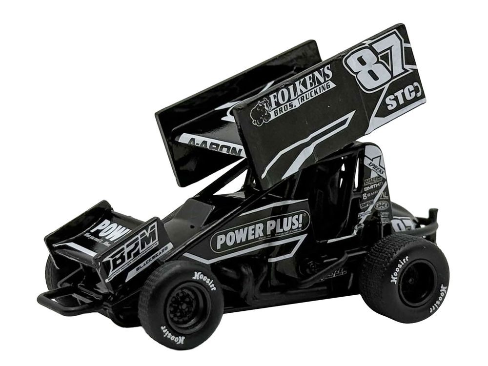 Winged Sprint Car #87 Aaron Reutzel "Power Plus" Black (2026) 1/50 Diecast Model Car by ACME view 2