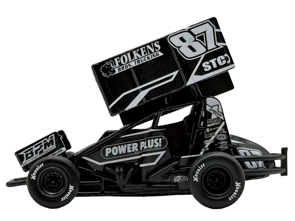 Winged Sprint Car #87 Aaron Reutzel "Power Plus" Black (2026) 1/50 Diecast Model Car by ACME view 3
