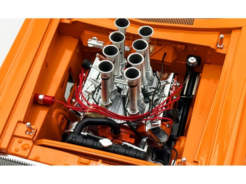 1965 Dodge Coronet AWB "Go Man Go" Go Mango Orange with Black Hood Limited Edition to 300 pieces Worldwide 1/18 Diecast Model Car by ACME view 3