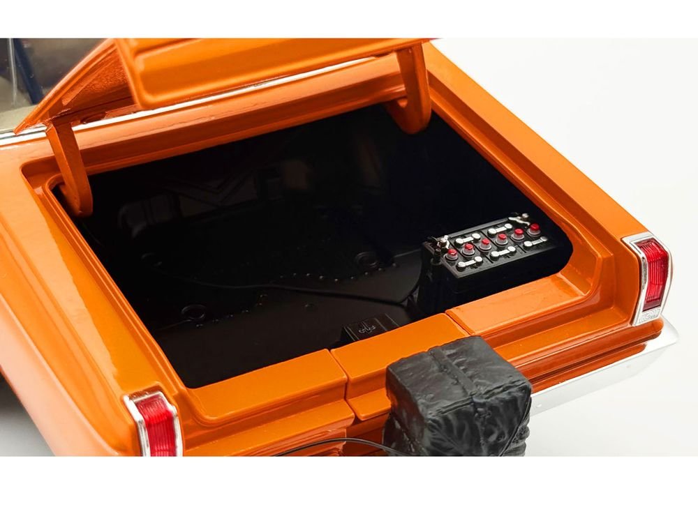 1965 Dodge Coronet AWB "Go Man Go" Go Mango Orange with Black Hood Limited Edition to 300 pieces Worldwide 1/18 Diecast Model Car by ACME view 5