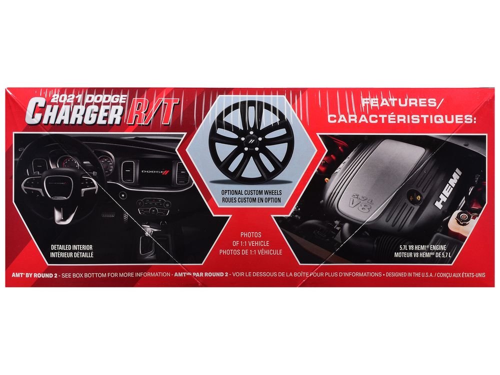 Skill 2 Model Kit 2021 Dodge Charger R/T "America 250" 1/25 Scale Model by AMT view 2