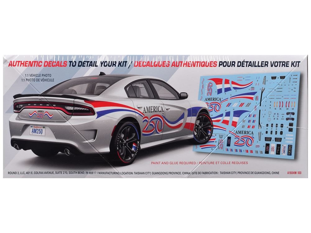 Skill 2 Model Kit 2021 Dodge Charger R/T "America 250" 1/25 Scale Model by AMT view 3