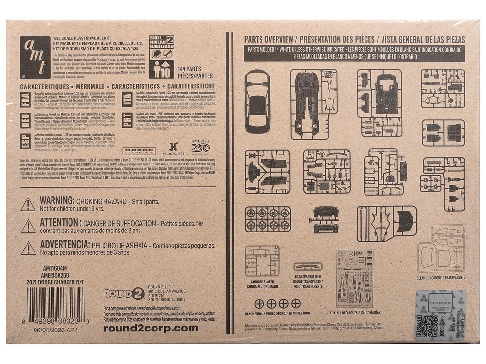 Skill 2 Model Kit 2021 Dodge Charger R/T "America 250" 1/25 Scale Model by AMT view 4