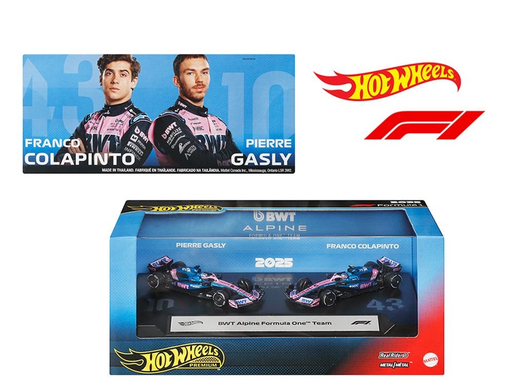 "BWT Alpine Formula One Team" Formula One F1 World Championship (2025) 2 Piece Set Diecast Model Cars by Hot Wheels view 3
