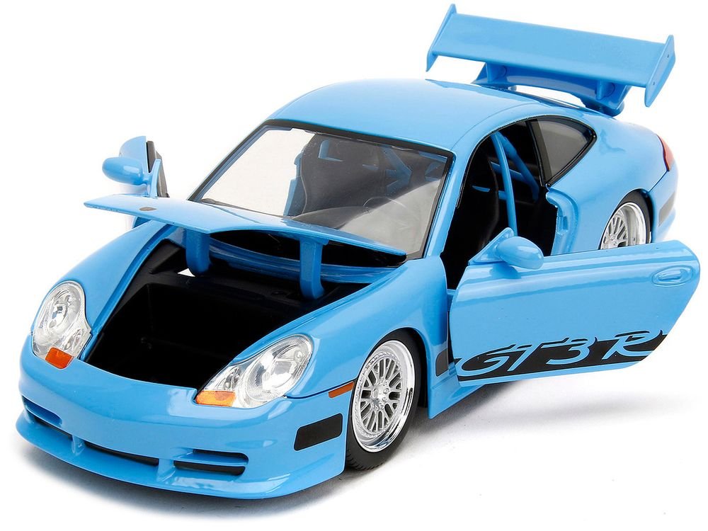 Porsche 911 GT3 RS Light Blue with Black Accents "Fast Five" (2011) Movie "25 Years of Fast & Furious" Series 1/24 Diecast Model Car by Jada view 2