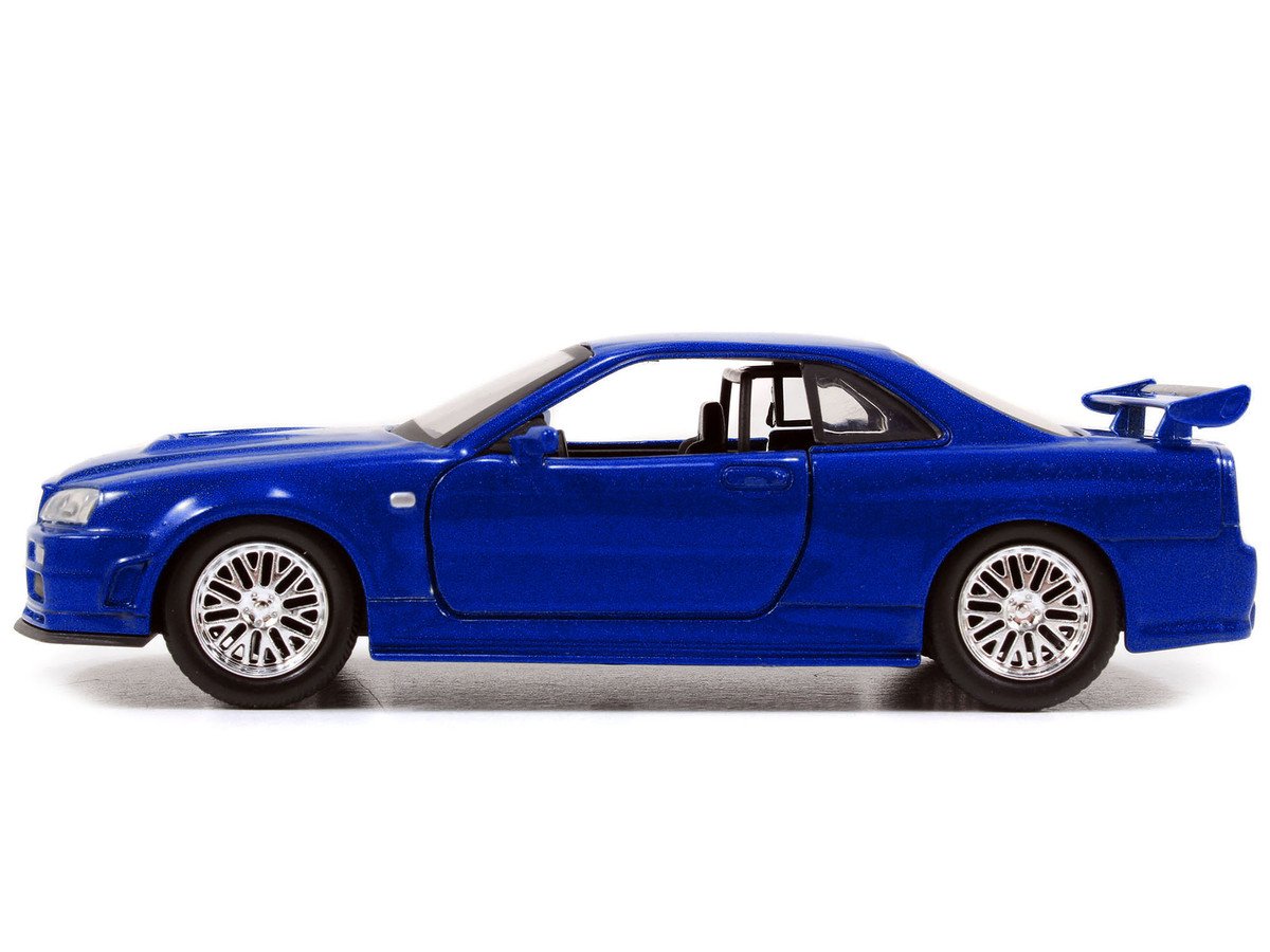 Brian's Nissan Skyline GT-R (R34) RHD (Right Hand Drive) Blue Metallic "Fast & Furious" (2009) Movie "25 Years of Fast & Furious" Series 1/32 Diecast Model Car by Jada view 2
