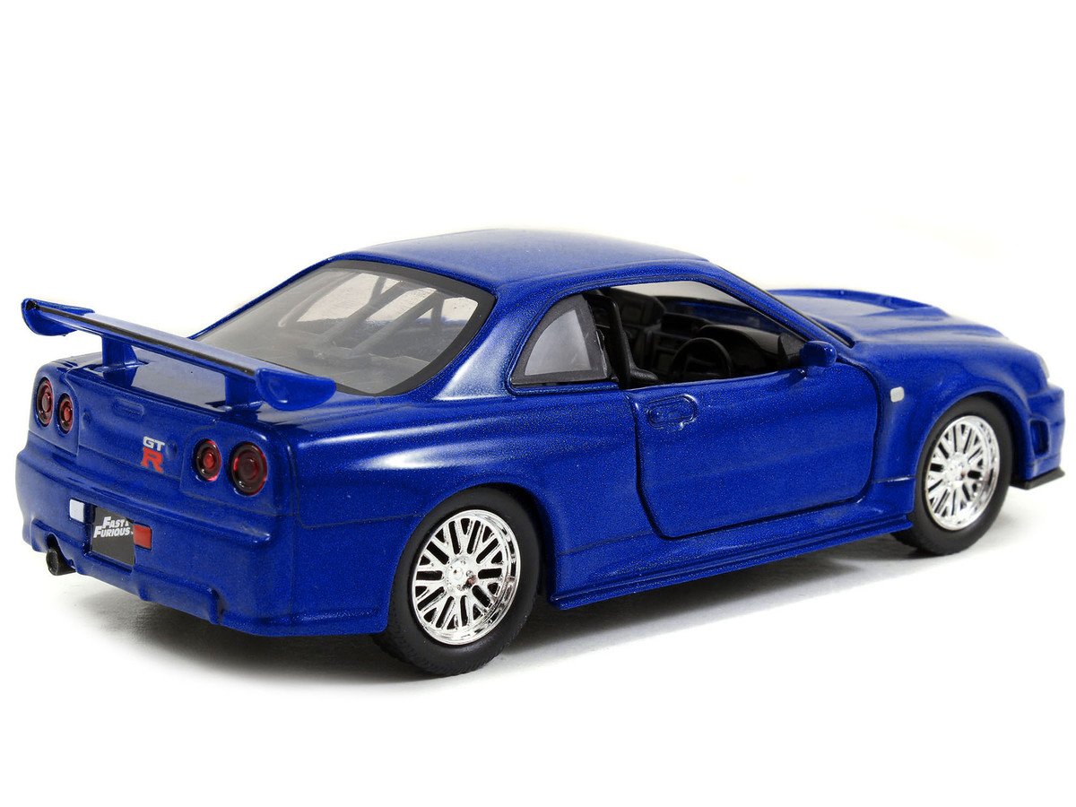 Brian's Nissan Skyline GT-R (R34) RHD (Right Hand Drive) Blue Metallic "Fast & Furious" (2009) Movie "25 Years of Fast & Furious" Series 1/32 Diecast Model Car by Jada view 3