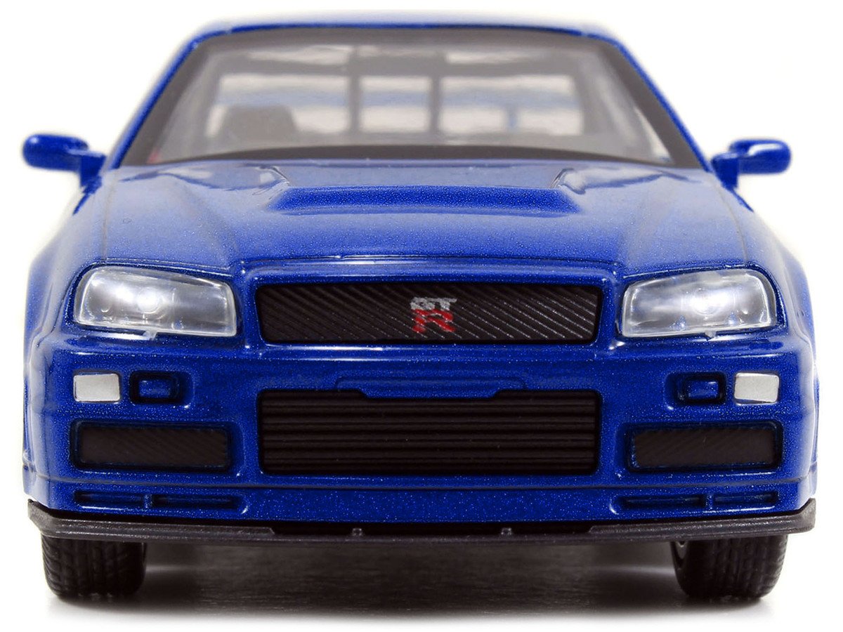 Brian's Nissan Skyline GT-R (R34) RHD (Right Hand Drive) Blue Metallic "Fast & Furious" (2009) Movie "25 Years of Fast & Furious" Series 1/32 Diecast Model Car by Jada view 4