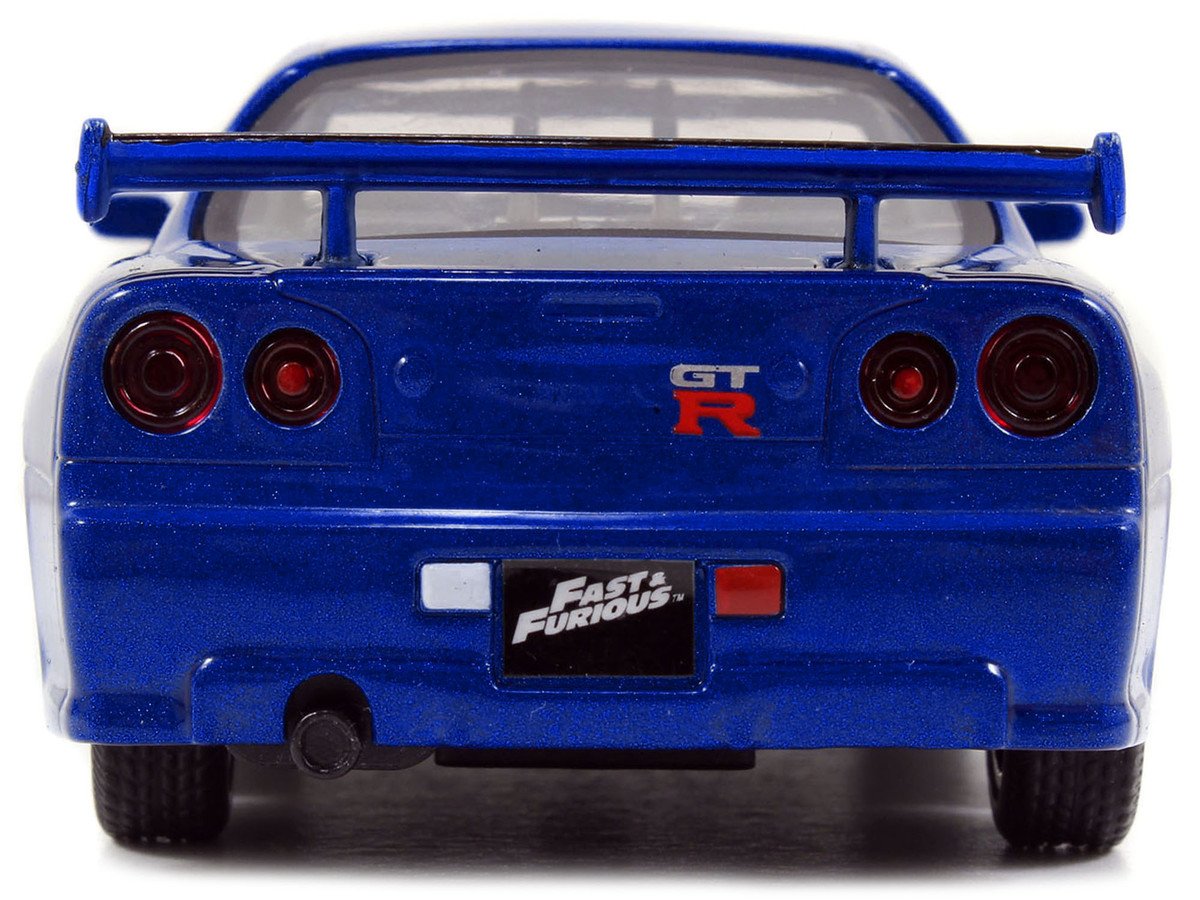 Brian's Nissan Skyline GT-R (R34) RHD (Right Hand Drive) Blue Metallic "Fast & Furious" (2009) Movie "25 Years of Fast & Furious" Series 1/32 Diecast Model Car by Jada view 5