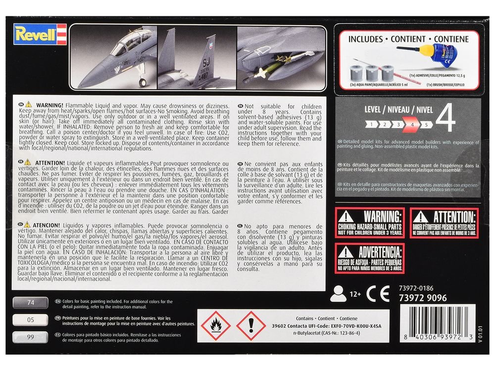 Level 4 Model Kit F-15E Strike Eagle Aircraft All-Included Kit 1/72 Scale Model by Revell view 5
