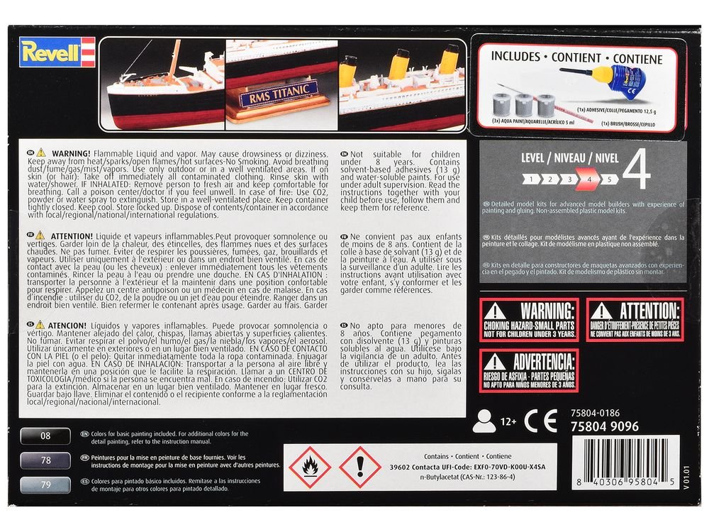 Level 4 Model Kit R.M.S. Titanic All-Included Kit 1/1200 Scale Model by Revell view 5