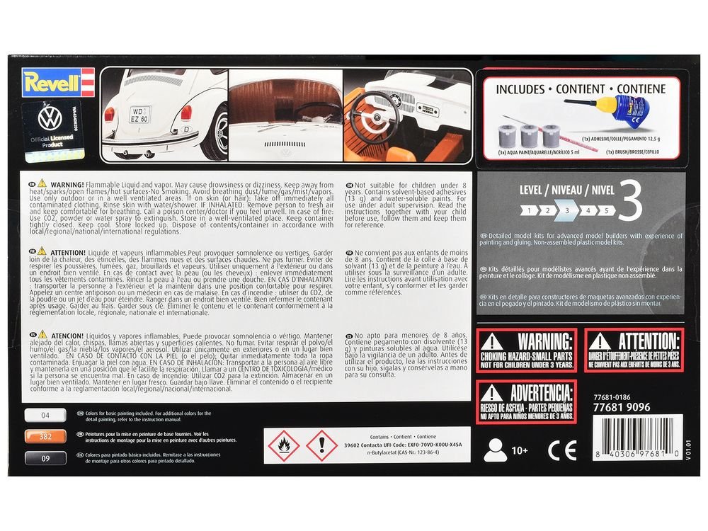 Level 3 Model Kit 1968 Volkswagen Beetle All-Included Kit 1/32 Scale Model by Revell view 5