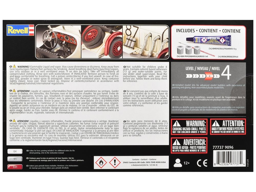 Level 4 Model Kit Mercedes-Benz SSKL All-Included Kit 1/32 Scale Model by Revell view 5