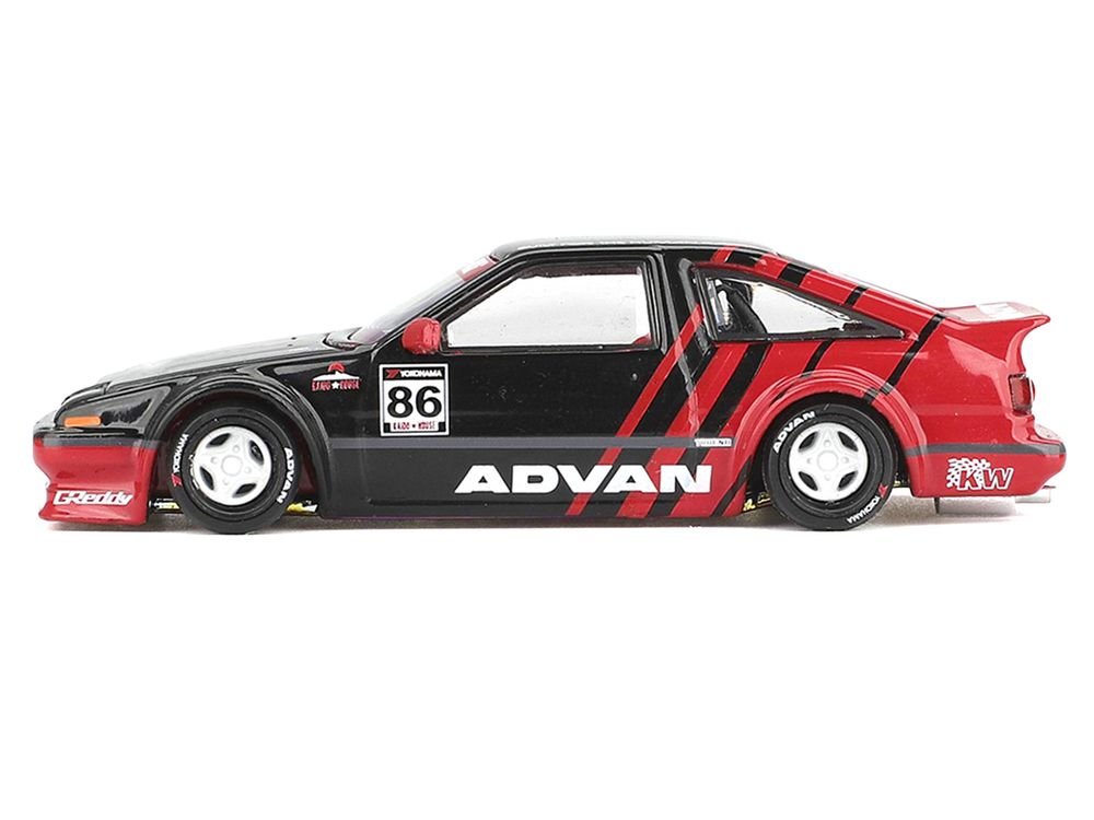 Toyota AE86 Sprinter Trueno RHD (Right Hand Drive) #86 "Kaido ADVAN" Black and Red (Designed by Jun Imai) "Kaido House" Special 1/64 Diecast Model Car by Mini GT view 3