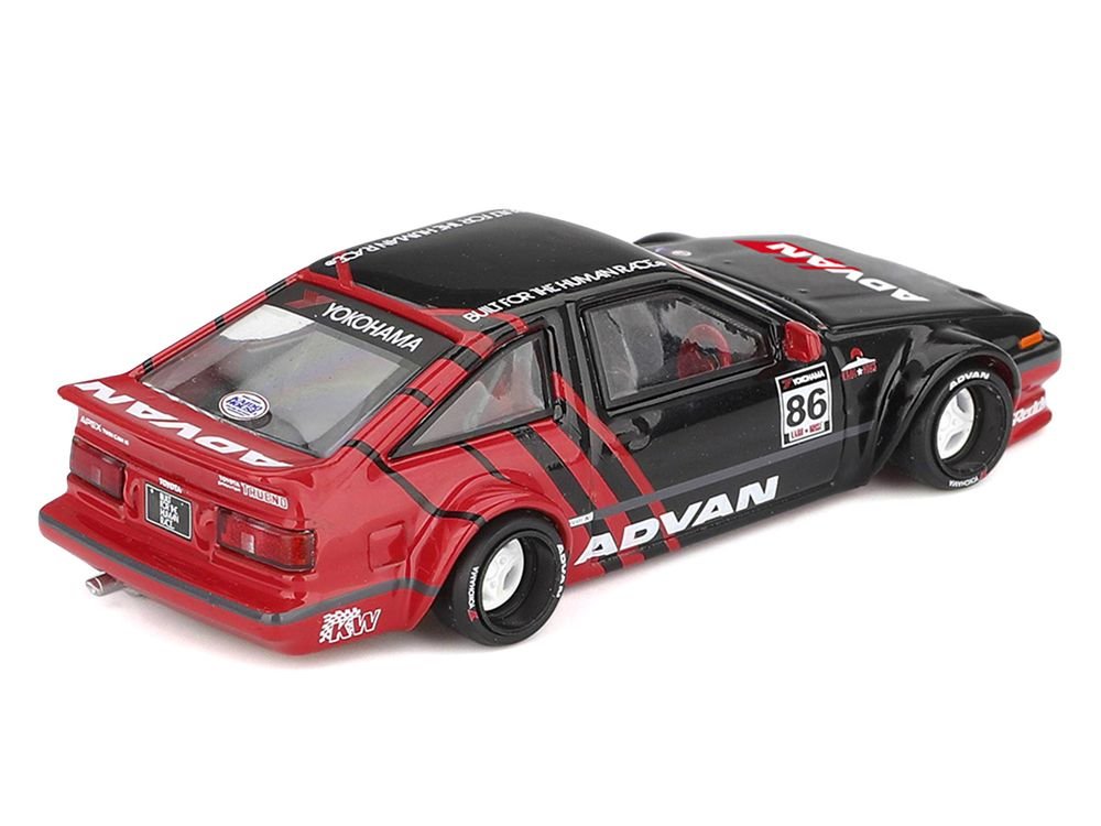 Toyota AE86 Sprinter Trueno RHD (Right Hand Drive) #86 "Kaido ADVAN" Black and Red (Designed by Jun Imai) "Kaido House" Special 1/64 Diecast Model Car by Mini GT view 4