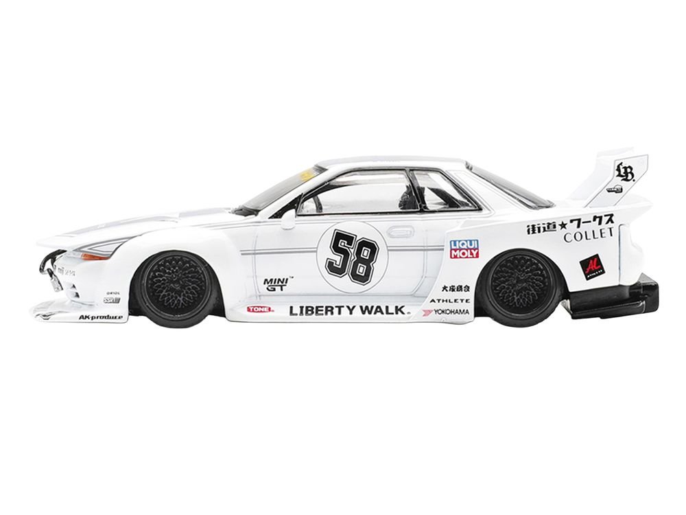 Nissan Skyline GT-R (R32) RHD (Right Hand Drive) #58 "Kaido Works" White with Gray Graphics "Tokyo Auto Salon 2025" Limited Edition 1/64 Diecast Model Car by Mini GT view 3