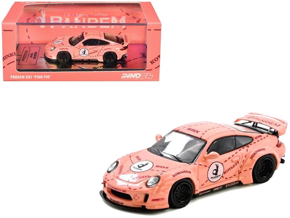 Pandem 997 "Pink Pig" Pink with Graphics 1/64 Diecast Model Car by Inno Models