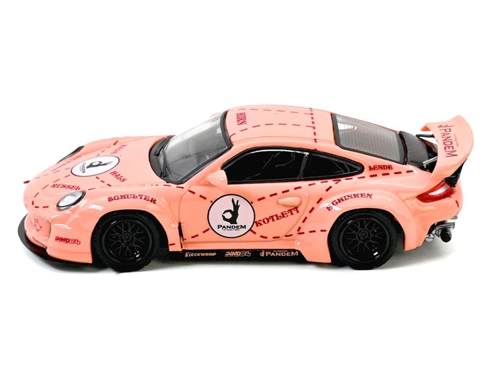 Pandem 997 "Pink Pig" Pink with Graphics 1/64 Diecast Model Car by Inno Models view 2