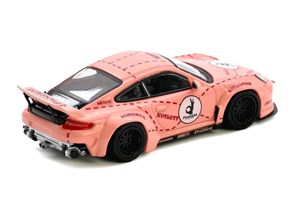 Pandem 997 "Pink Pig" Pink with Graphics 1/64 Diecast Model Car by Inno Models view 3