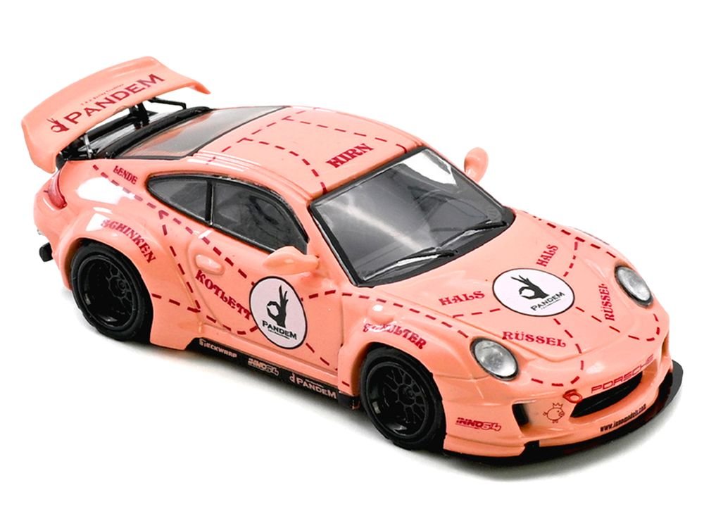 Pandem 997 "Pink Pig" Pink with Graphics 1/64 Diecast Model Car by Inno Models view 4