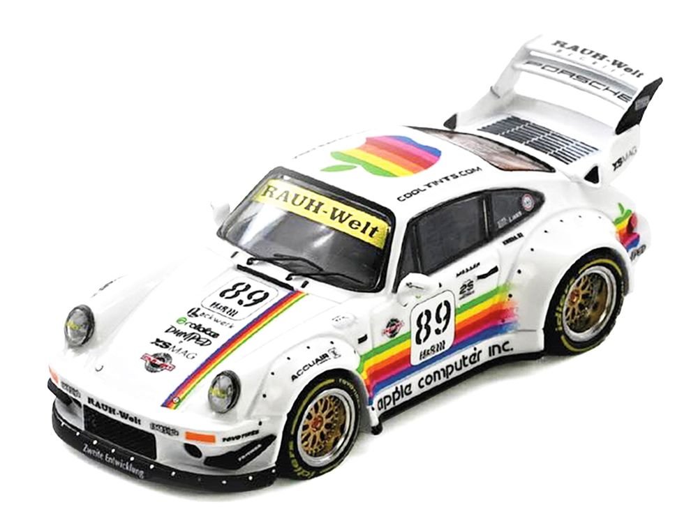 RWB 930 #89 "Apple Livery" White with Stripes 1/64 Diecast Model Car by Inno Models view 2