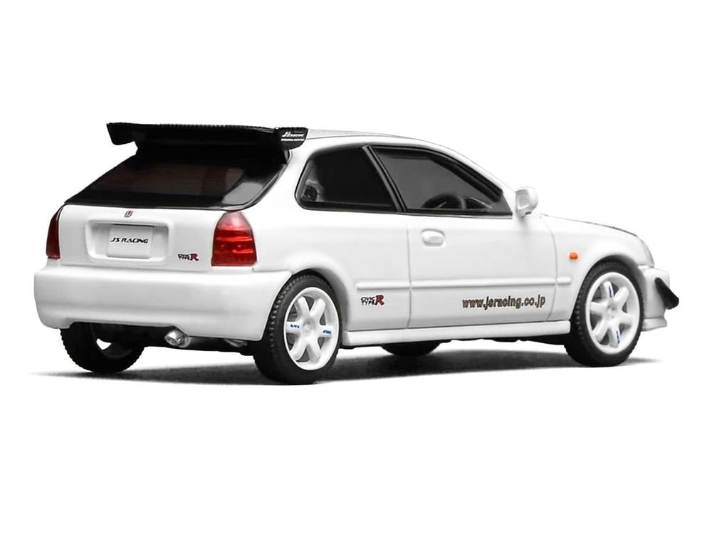 Honda Civic Type R (EK9) RHD (Right Hand Drive) "J's Racing" White 1/64 Diecast Model Car by MotorHelix view 5